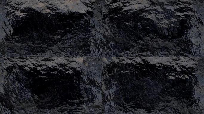 抽象海浪动画。黑色抽象海浪波涛汹涌三维3
