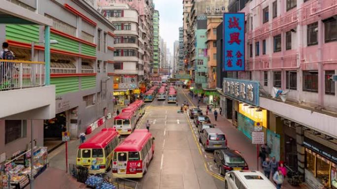 延时: 香港九龙弥敦道旺角法源街市及女士街市巴士总站