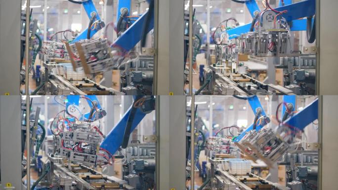 工厂机构正在制作纸箱包装。现代化工厂设备。