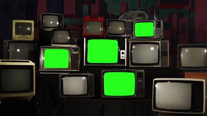1980S电视与绿屏。