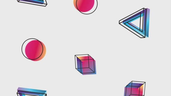 孟菲斯动画风格数学艺术创意球形立方体