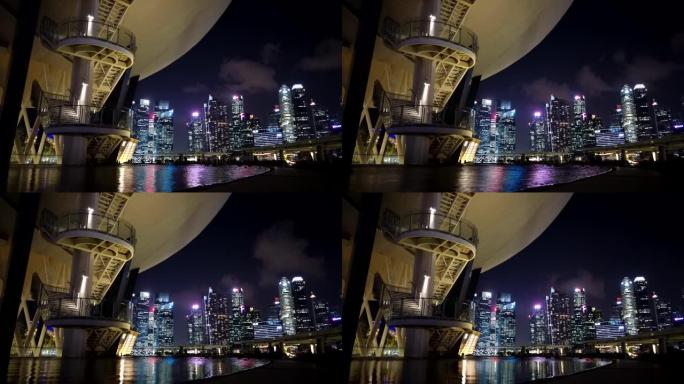 新加坡滨海湾夜间时间流逝
