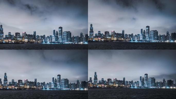 伊利诺伊州芝加哥的T/L ZO夜景