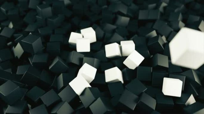 一堆抽象立方体的黑白背景