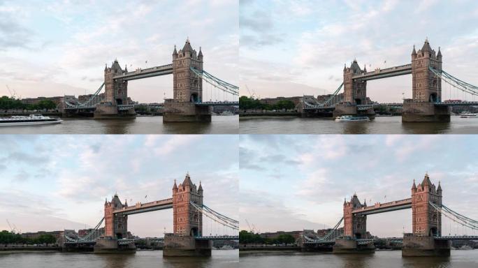 延时: 英国伦敦的塔桥英国日落之夜