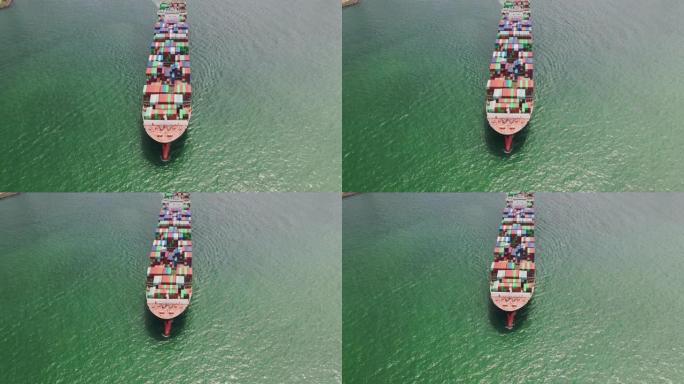 4k分辨率鸟瞰图集装箱码头港口和货船的物流和运输，泰国的行业业务航运，国际水运