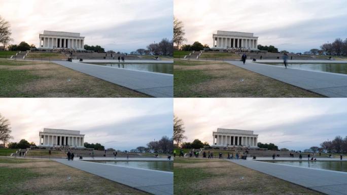 延时: 美国华盛顿特区林肯纪念堂大楼日落