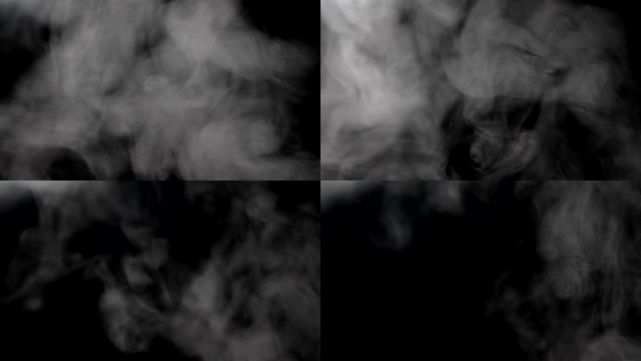 烟雾向上移动黑色透明带通道白色气体