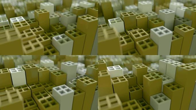 抽象3d立方体。裸眼3D起伏矩阵动态动画