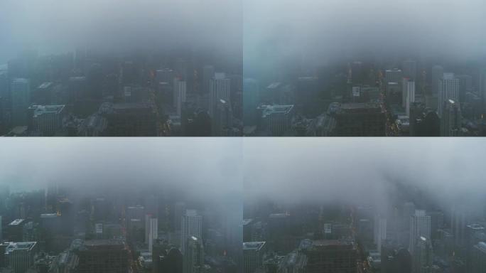 雾中的T/L WS HA PAN芝加哥天际线
