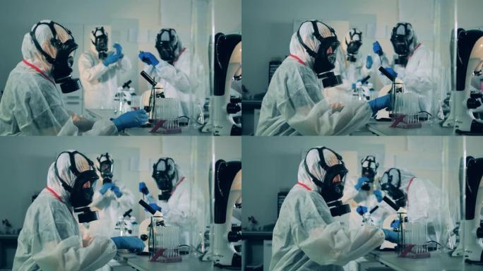 hazmats中的许多人在实验室工作，研究冠状病毒抗体。