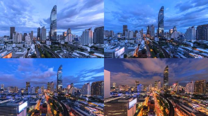 4K，泰国曼谷中央商务区的延时视图