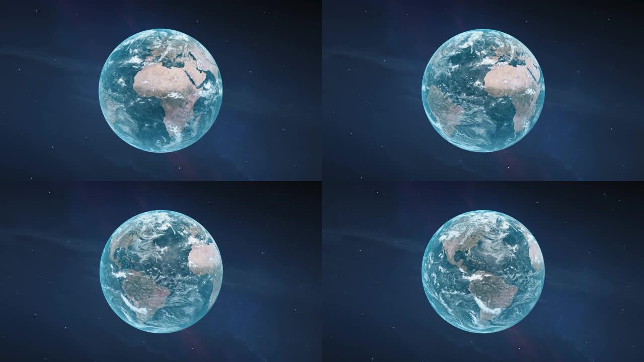 明亮的地球仪旋转的卫星视图动画