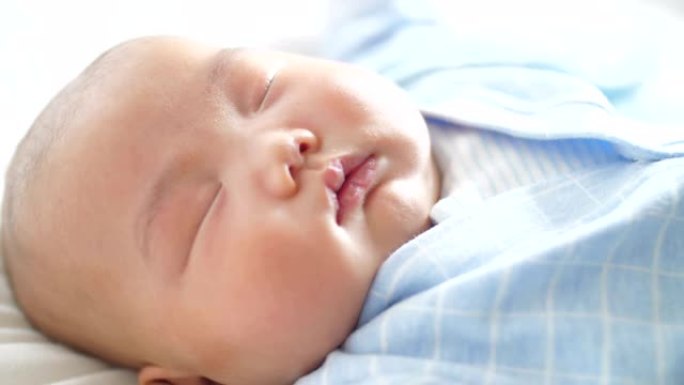 婴儿睡觉面部脸部特写镜头婴幼儿黄种人