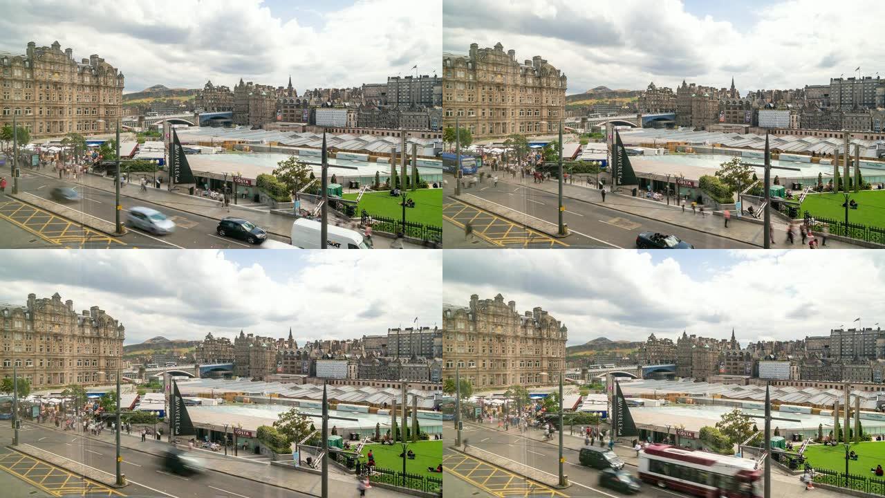 英国苏格兰爱丁堡老城的延时