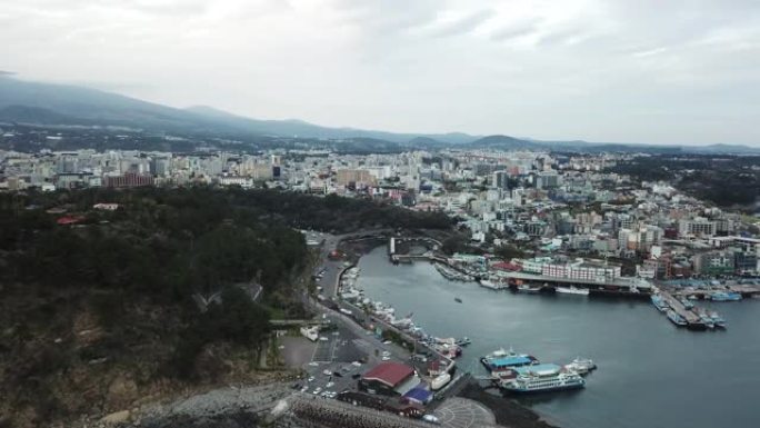 无人机视图中的济州岛海滩视频