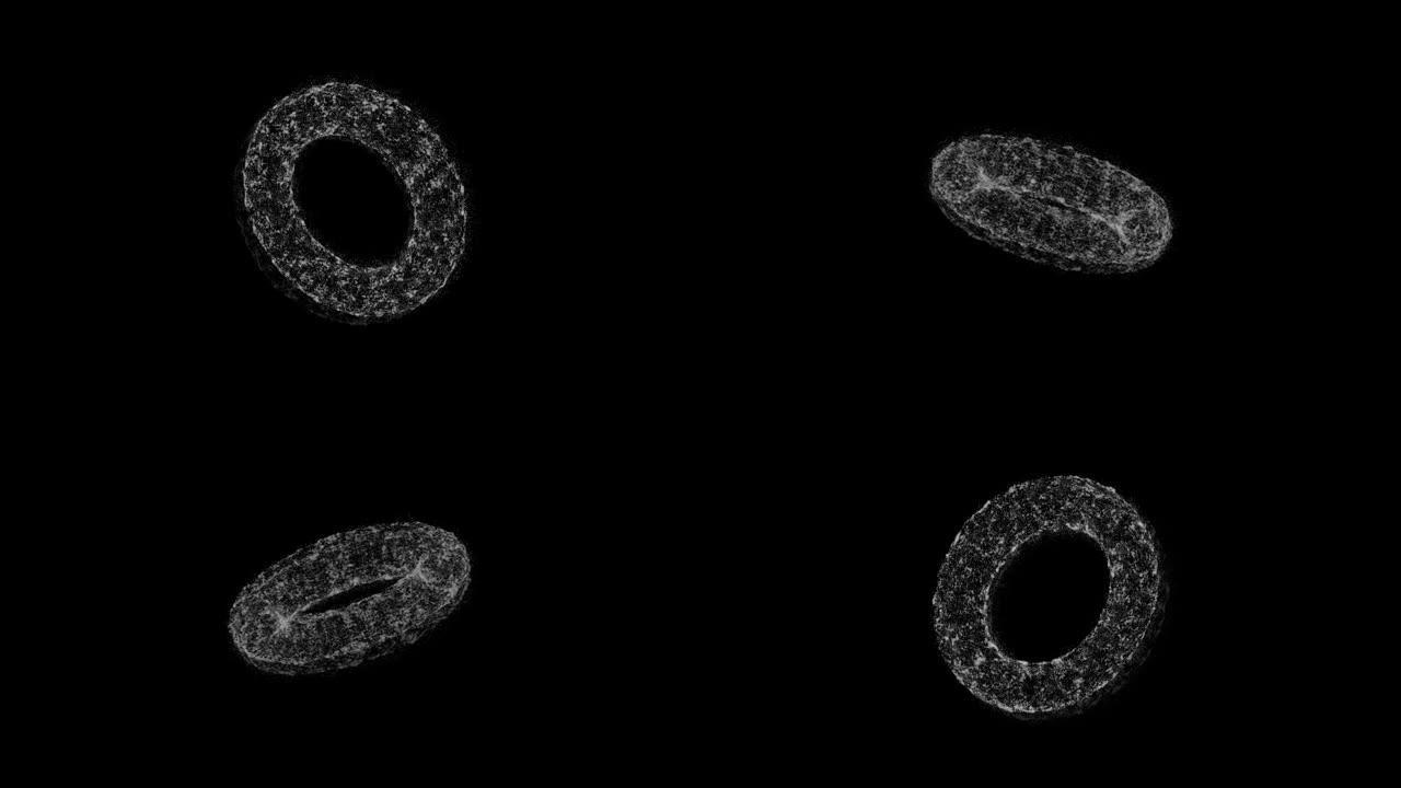 全息图的旋转几何形状，4k动画黑白三维可循环。