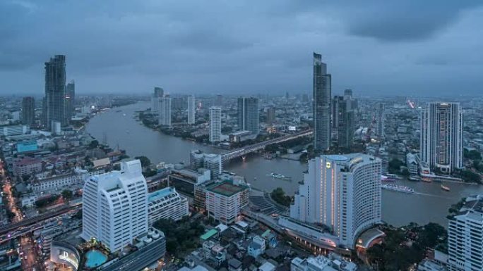 曼谷市，日夜时间流逝