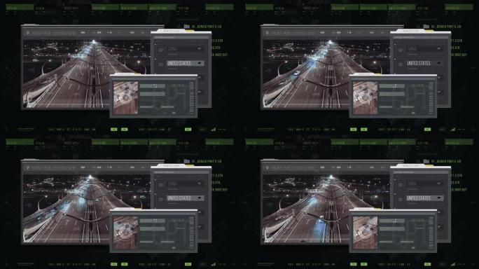 警察平视显示器跟踪系统和遥控器。间谍监控系统和数字仪表板。