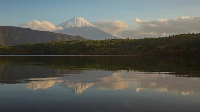在日本山梨县佐子湖，在日落时间放大藤山的4k时间推移。