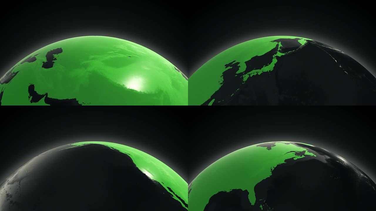 绿色旋转地球 (可循环)