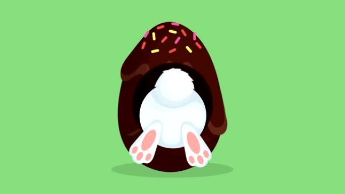 快乐复活节动画卡片与可爱的兔子和巧克力蛋