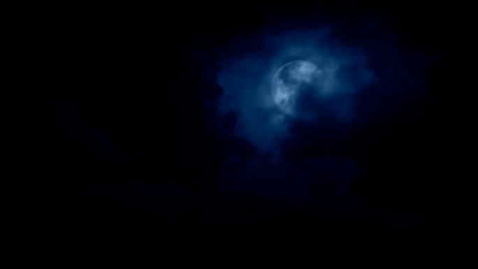 乌云在月亮上移动万圣节月圆之夜