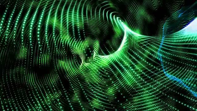 绿色抽象背景条状粒子梦幻空间信息隧道