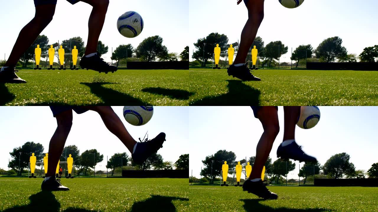 足球运动员两腿之间的球扔4k
