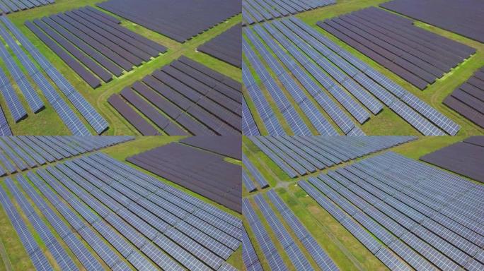 制造清洁电力 (太阳能电池) 的太阳能电池板农场视图