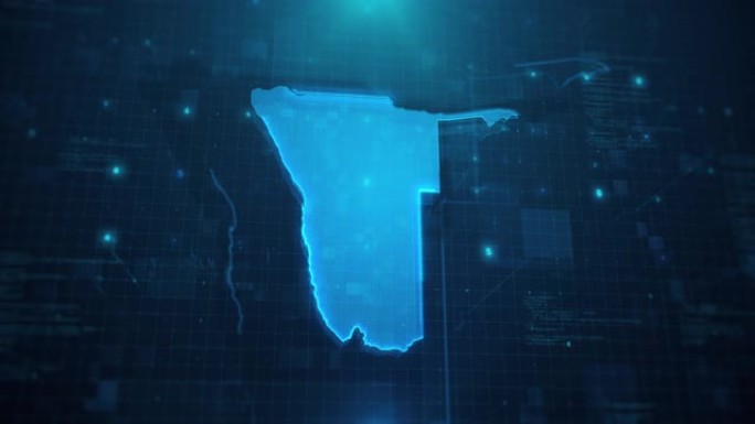 纳米比亚地图，蓝色动画背景为4k UHD