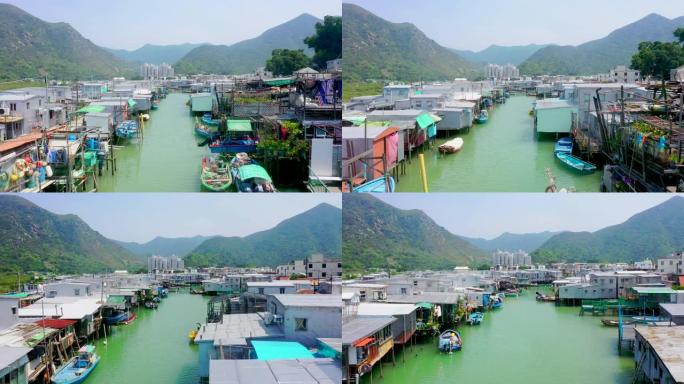 香港大屿山大澳渔村无人机景观