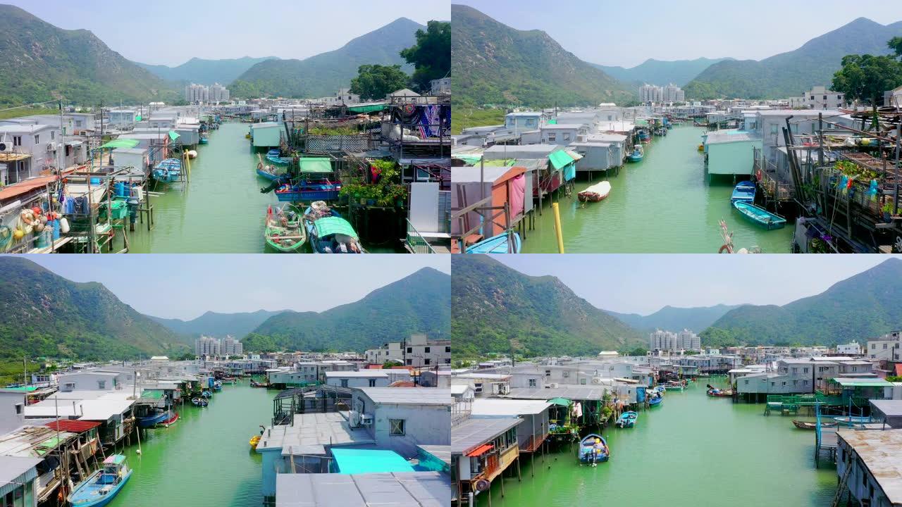 香港大屿山大澳渔村无人机景观