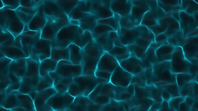 4k剪辑抽象蓝色水面波流粒子顶视图背景、数字技术和背景环境概念