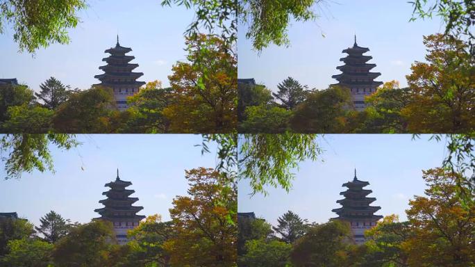 韩国秋季的景福宫朝鲜王朝北阙王宫景区景点