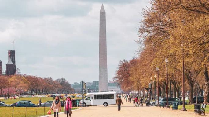 华盛顿纪念碑与行人的时间流逝
