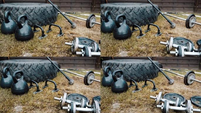DS健身器材躺在后院的草坪上
