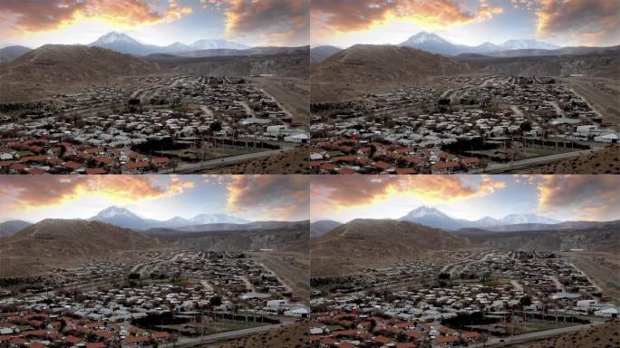 日落时的乔斯·马拉尔，安第斯山脉的一个小镇。