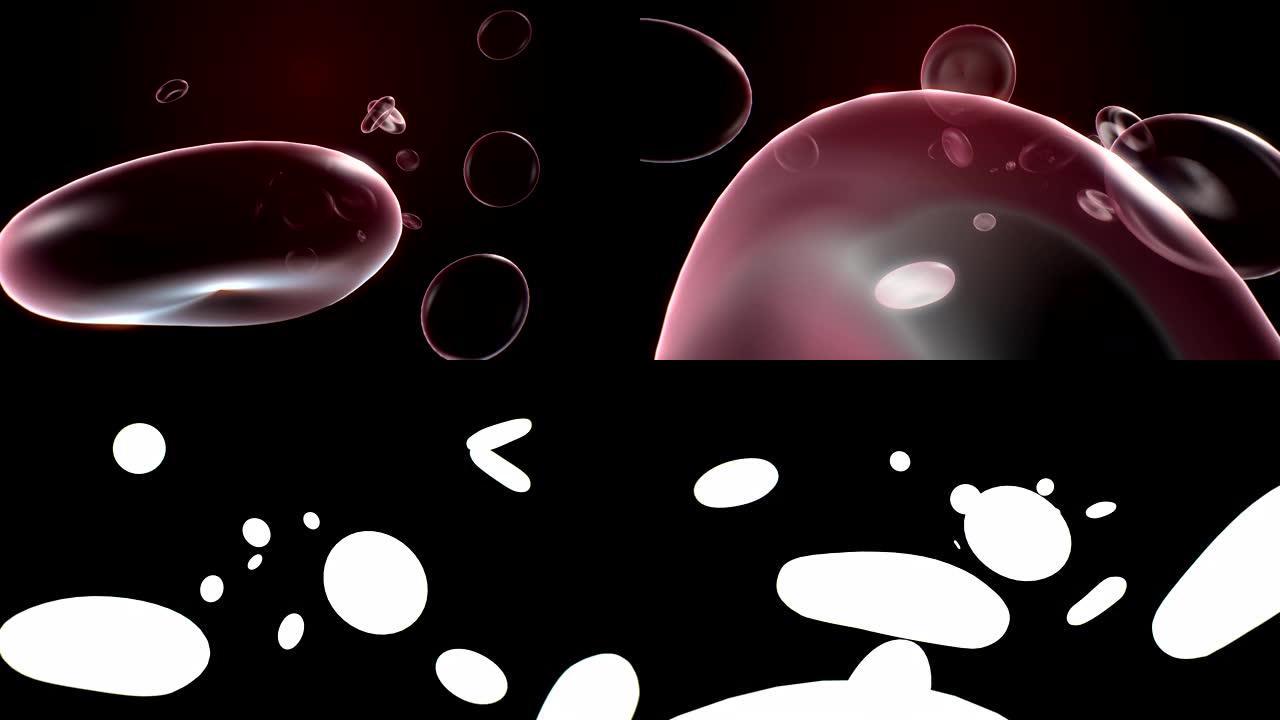 漂浮血细胞3D，4k动画2。