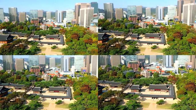 韩国首尔秋季德寿宫的景色
