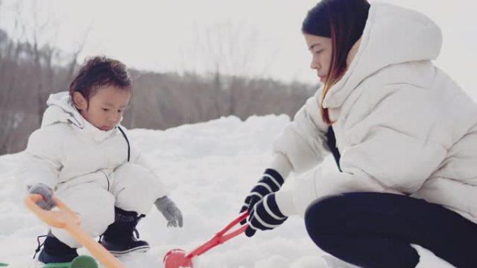 家庭堆雪人亲子活动