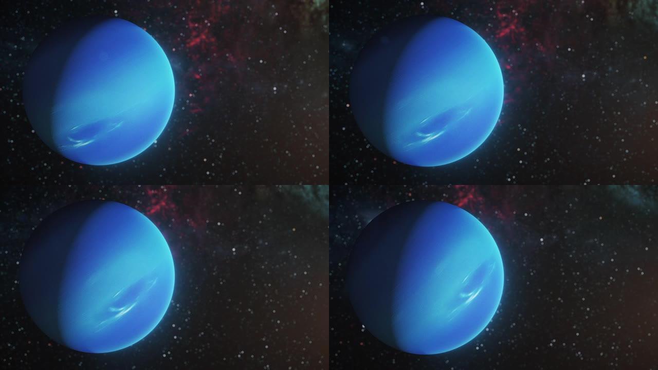 行星海王星在深空旋转