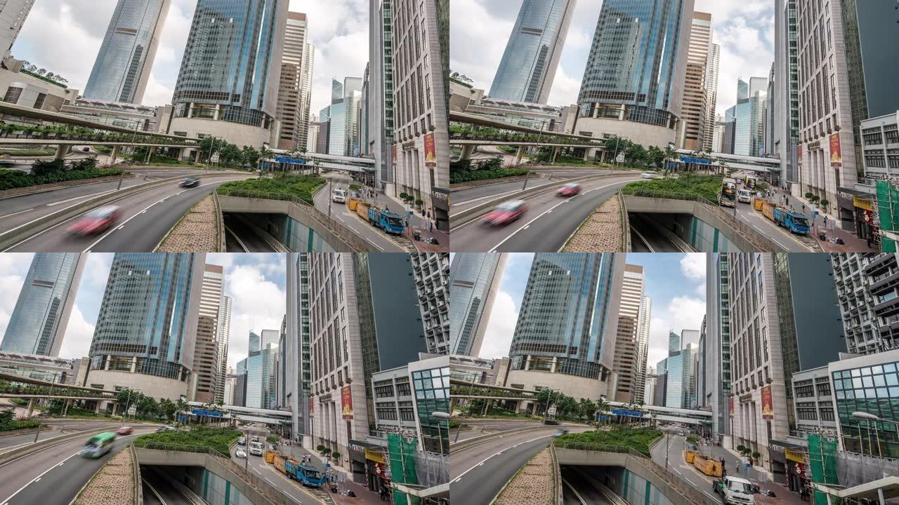 延时: 中环香港天际线城市景观