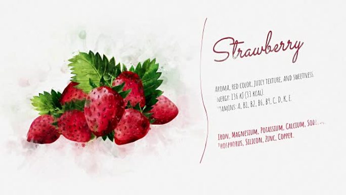 草莓展示幻灯片三维动画抽象色彩渲染