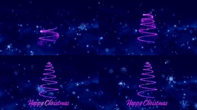圣诞快乐，紫色圣诞树