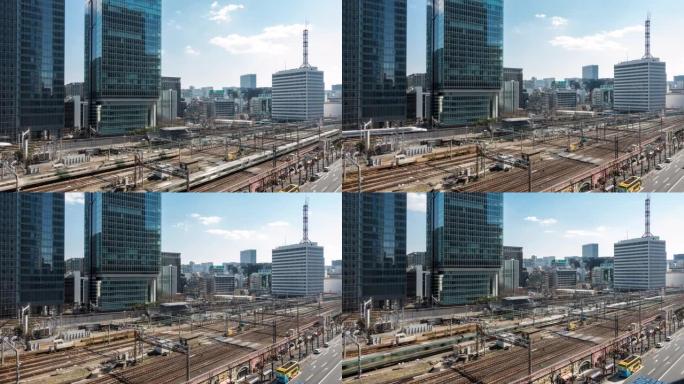 延时: 天空美丽的东京铁路火车站