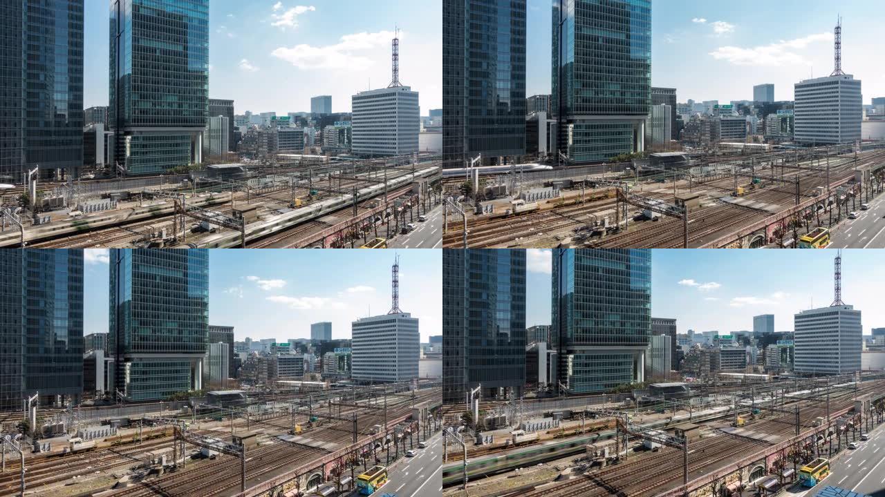 延时: 天空美丽的东京铁路火车站