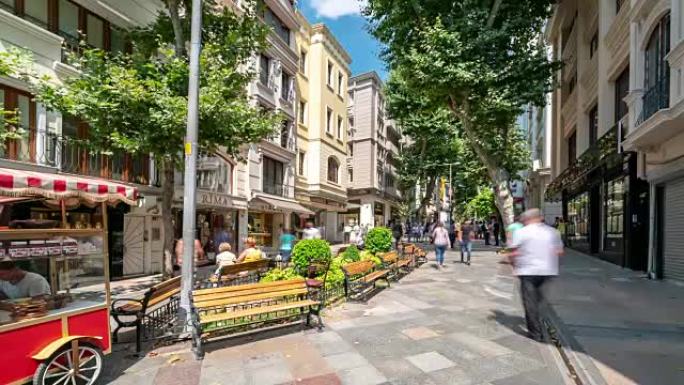 延时: 土耳其伊斯坦布尔老城区的旅行者人群