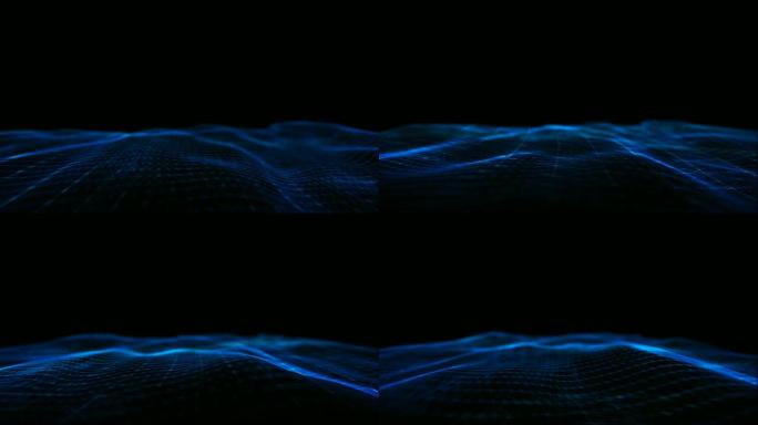 粒子波4K蓝色粒子漂浮海洋粒子科技线条动