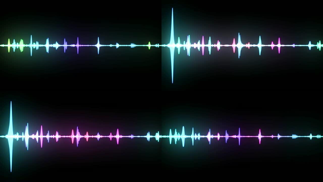 多色波形谱，语音记录想象，人工智能，无缝循环4k动画